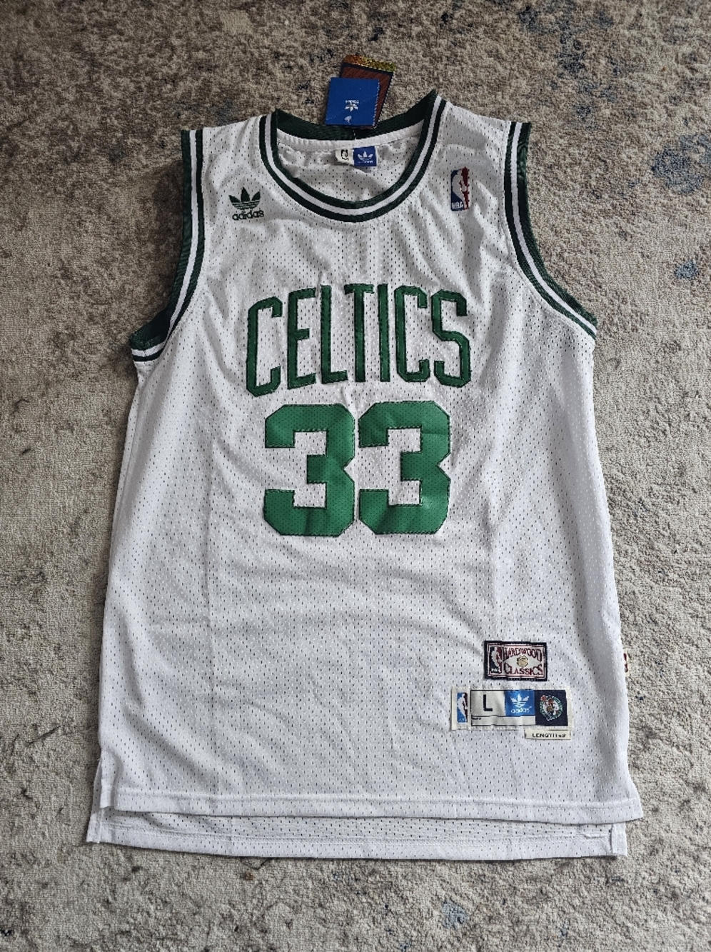 Larry Bird Adidas Boston Celtics #33 White Green Jersey Size Large NWT